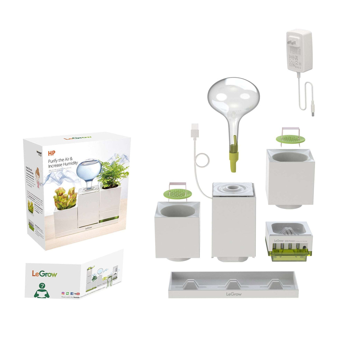 Pots with Humidifier for Indoor plants and 4-USB Plug | LeGrow - HP